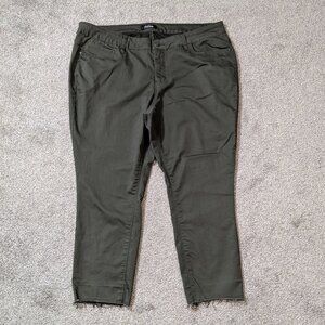 ROYALTY FOR ME Dark Sage Green Stretch Mid-Rise Ankle Jeans; Size 18W